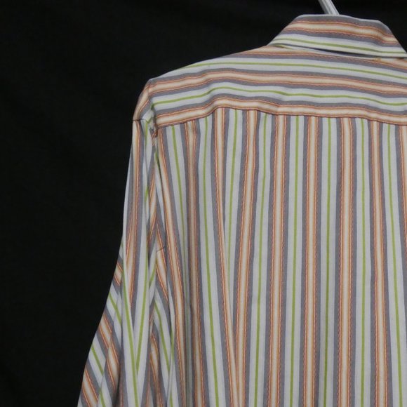 TD THOMAS DEAN | large | Striped Button Down Long Sleeve Shirt | 100% Cotton - Picture 11 of 16